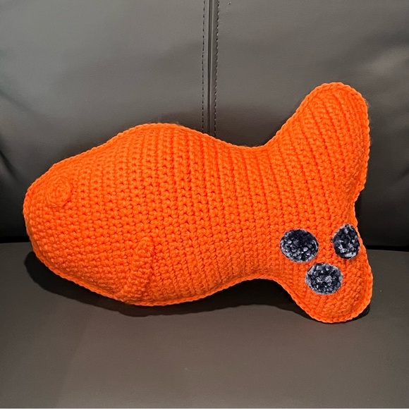 New Crochet Orange Goldfish Cracker Cuddler - Picture 3 of 12